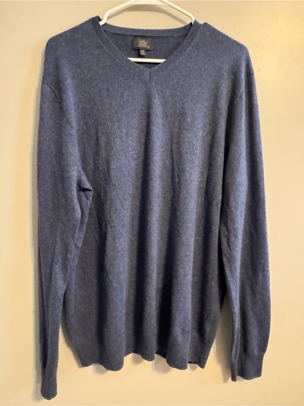 J.Crew Carriage Men’s LT 100% Cashmere V-Neck Sweater Blue Italian Yarn